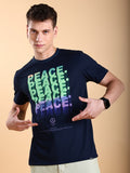 Highlander Men Navy Blue Printed Slim Fit T-Shirt - Navy Blue - Image 1