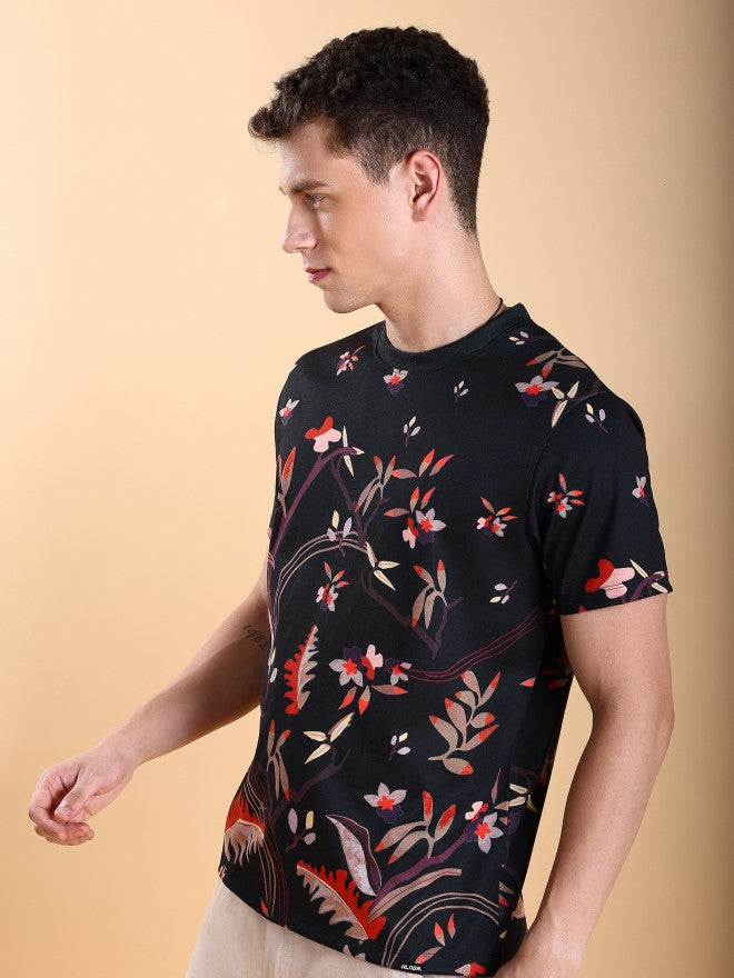 Highlander Men Black Printed Slim Fit T-Shirt - Black - Image 4