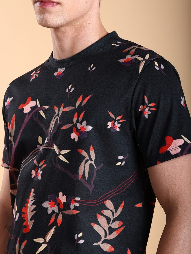 Highlander Men Black Printed Slim Fit T-Shirt - Black - Image 5