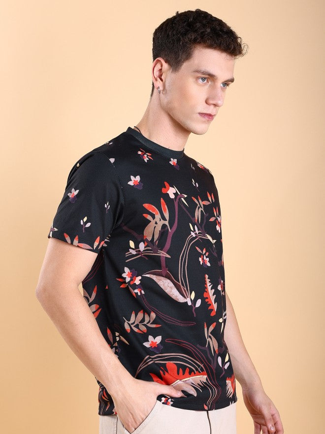 Highlander Men Black Printed Slim Fit T-Shirt - Black - Image 6