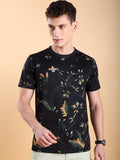 Highlander Men Black Printed Slim Fit T-Shirt - Black - Image 1