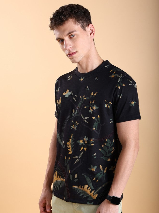 Highlander Men Black Printed Slim Fit T-Shirt - Black - Image 4