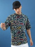 Highlander Unisex Green/Multi Printed Oversized Fit T-Shirt - Green - Image 1
