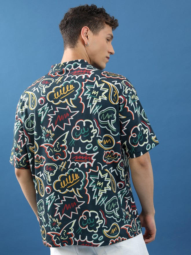 Highlander Unisex Green/Multi Printed Oversized Fit T-Shirt - Green - Image 3