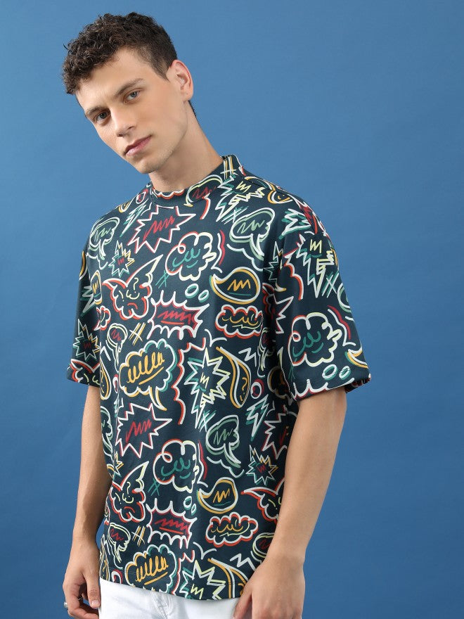 Highlander Unisex Green/Multi Printed Oversized Fit T-Shirt - Green - Image 4