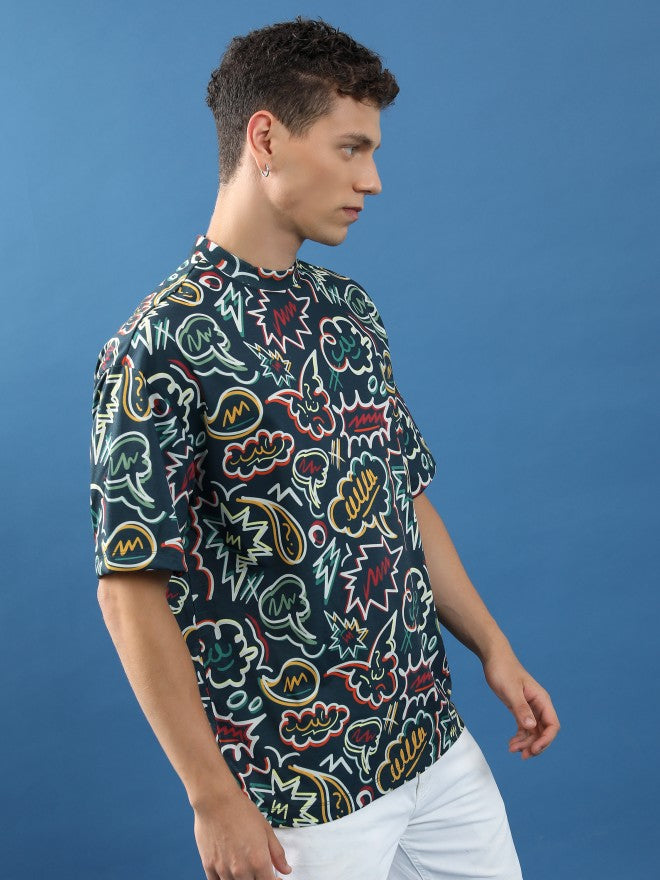 Highlander Unisex Green/Multi Printed Oversized Fit T-Shirt - Green - Image 6