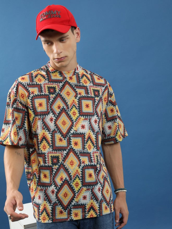 Highlander Unisex Multi Printed Oversized Fit T-Shirt - Multi - Image 1