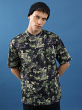 Highlander Unisex Black/Green Printed Oversized Fit T-Shirt - Black - Image 1