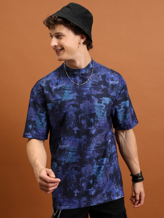 Highlander Unisex Navy Blue Printed Round Neck T-Shirt - Navy Blue - Image 1