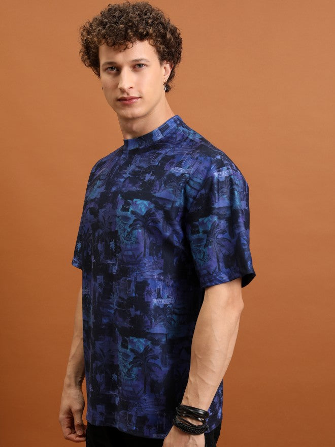 Highlander Unisex Navy Blue Printed Round Neck T-Shirt - Navy Blue - Image 4