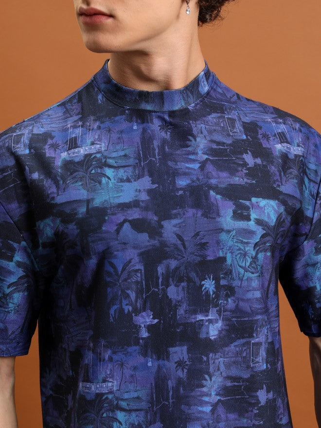 Highlander Unisex Navy Blue Printed Round Neck T-Shirt - Navy Blue - Image 5
