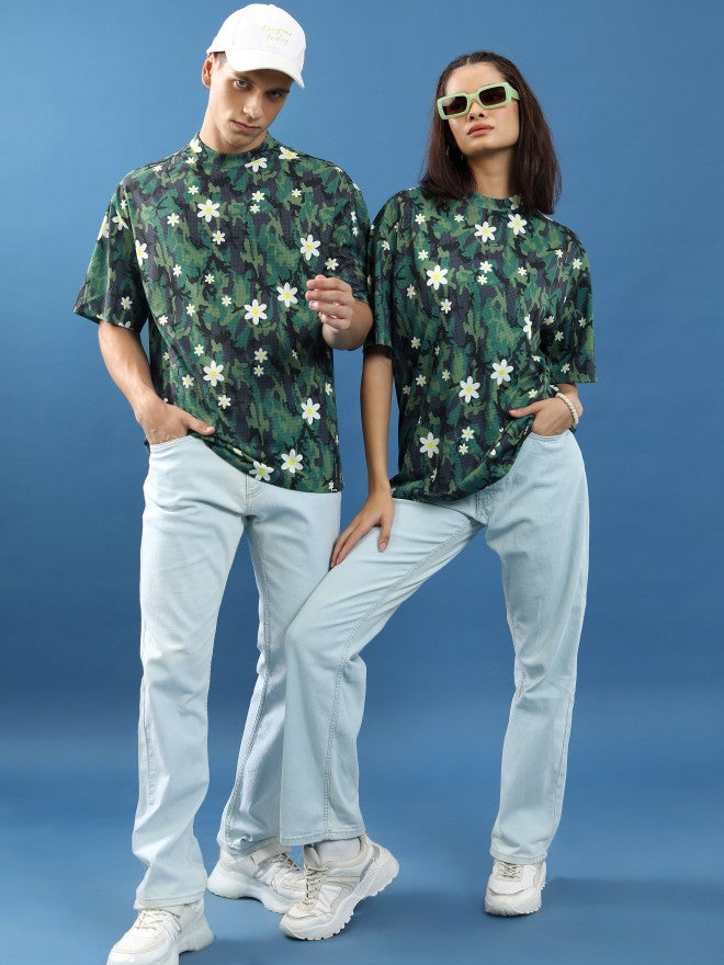 Highlander Unisex Green/Multi Printed Oversized Fit T-Shirt - Green - Image 2