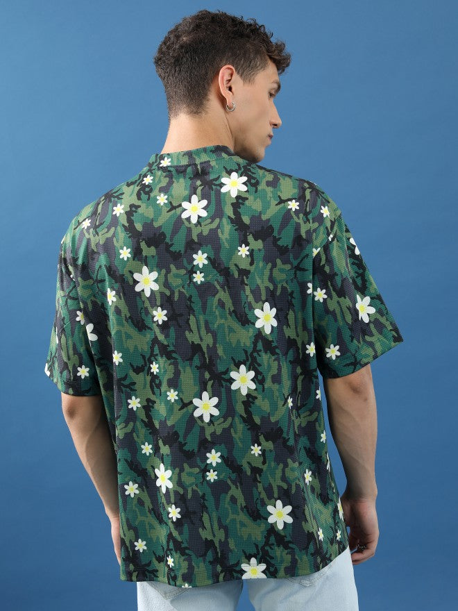Highlander Unisex Green/Multi Printed Oversized Fit T-Shirt - Green - Image 3