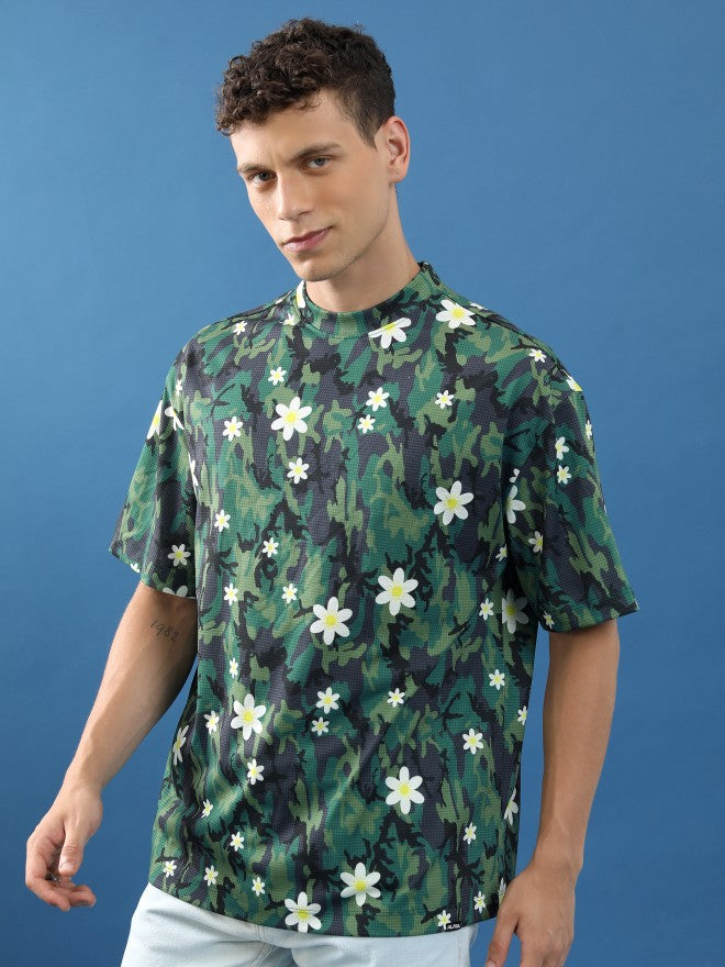Highlander Unisex Green/Multi Printed Oversized Fit T-Shirt - Green - Image 4