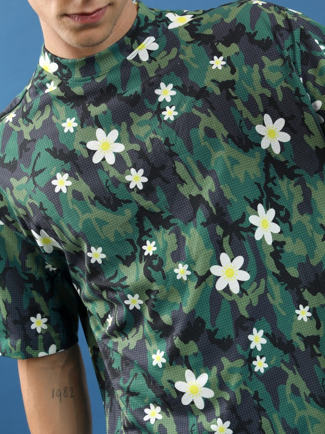 Highlander Unisex Green/Multi Printed Oversized Fit T-Shirt - Green - Image 5