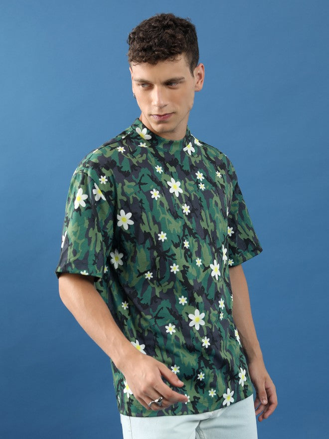 Highlander Unisex Green/Multi Printed Oversized Fit T-Shirt - Green - Image 6