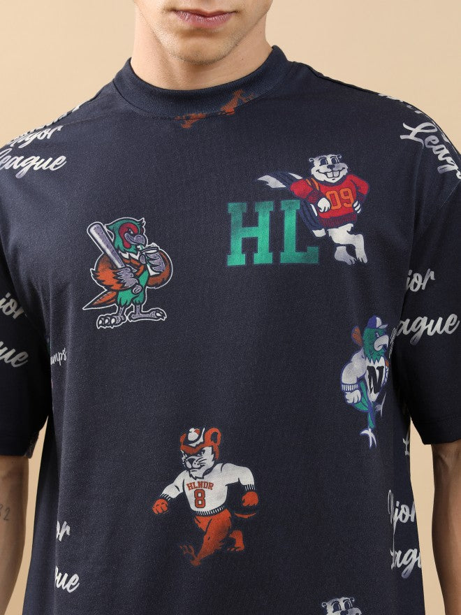 Highlander Unisex Navy Blue Printed Oversized Fit T-Shirt - Navy Blue - Image 5