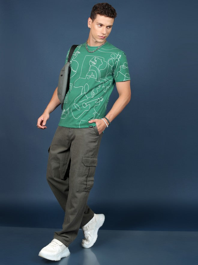 Highlander Unisex Green Printed Slim Fit T-Shirt - Green - Image 2