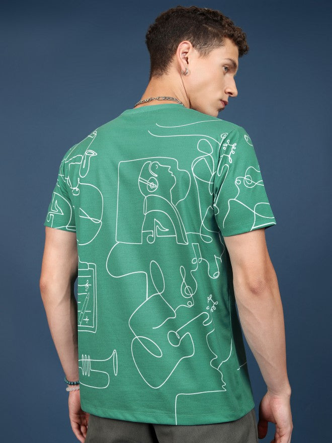 Highlander Unisex Green Printed Slim Fit T-Shirt - Green - Image 3