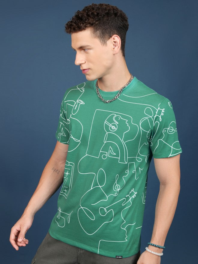 Highlander Unisex Green Printed Slim Fit T-Shirt - Green - Image 4