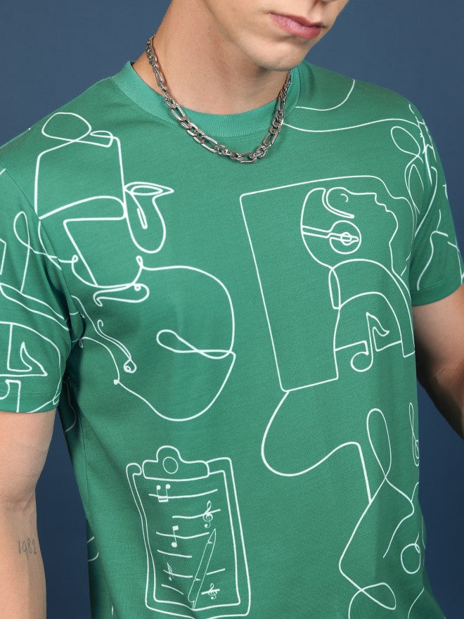 Highlander Unisex Green Printed Slim Fit T-Shirt - Green - Image 5