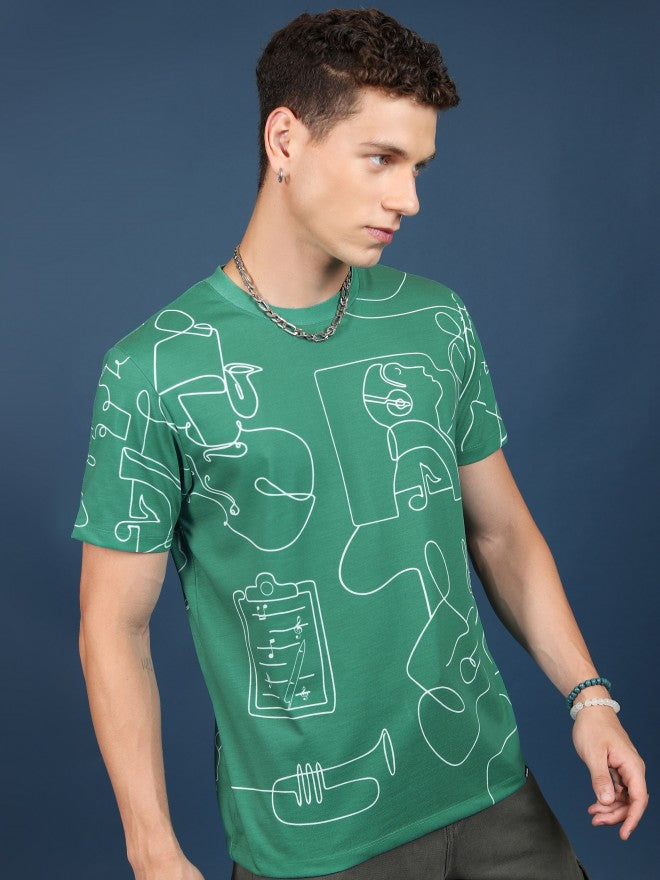 Highlander Unisex Green Printed Slim Fit T-Shirt - Green - Image 6