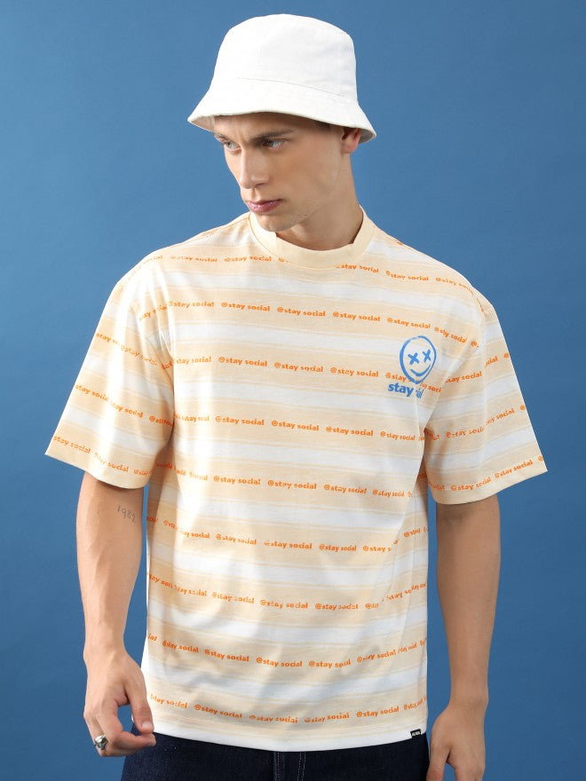 Highlander Unisex Peach Printed Oversized Fit T-Shirt - Peach - Image 1