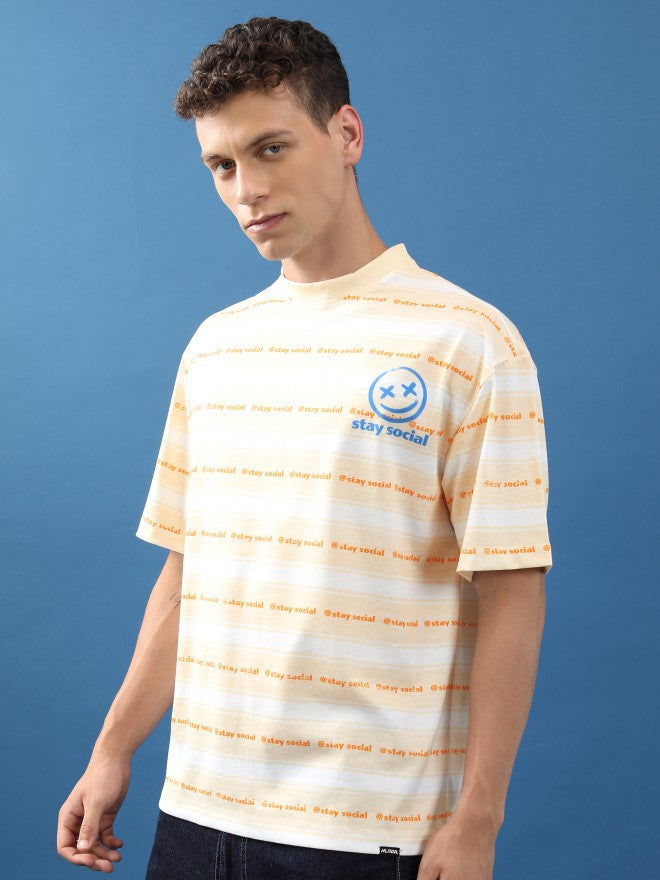 Highlander Unisex Peach Printed Oversized Fit T-Shirt - Peach - Image 4