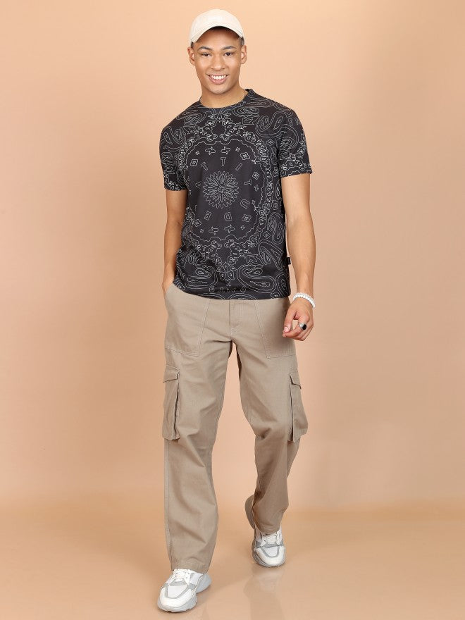 Highlander Men Black Printed Slim Fit T-Shirt - Black - Image 2