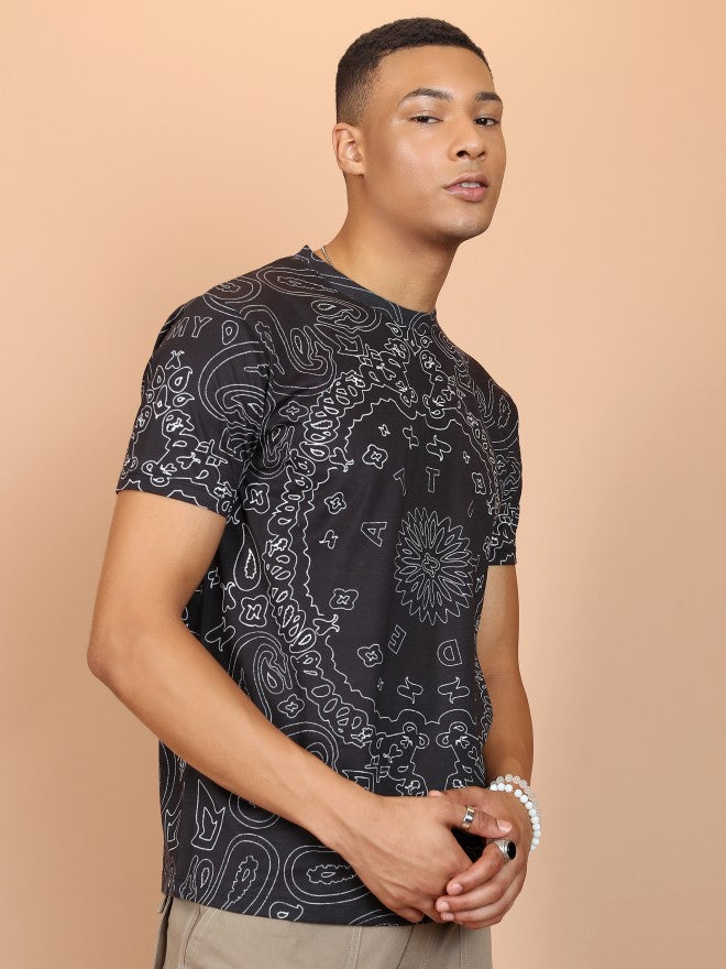 Highlander Men Black Printed Slim Fit T-Shirt - Black - Image 6