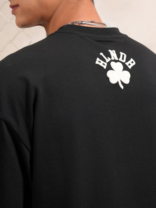 Highlander Men Black Printed Round Neck Oversized Fit T-Shirt - Black - Image 7