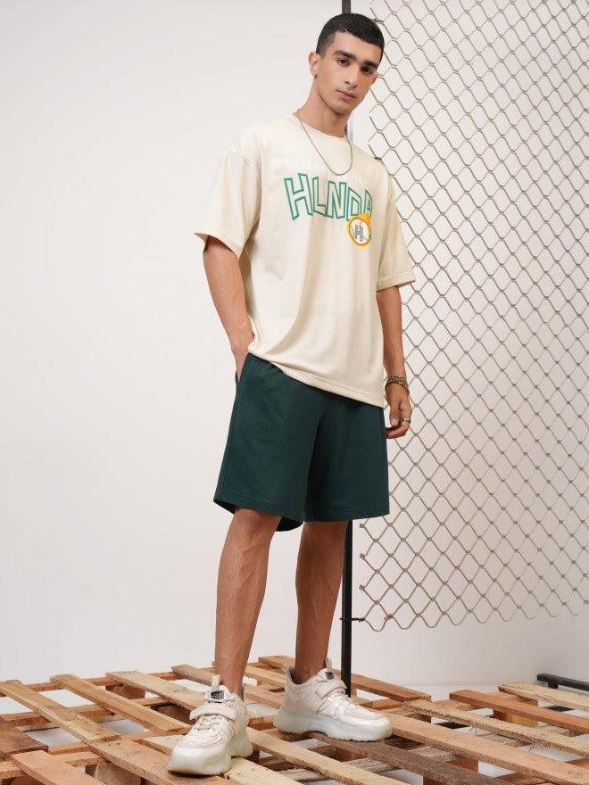Highlander Men Cream Printed Round Neck Oversized Fit T-Shirt - Cream - Image 2