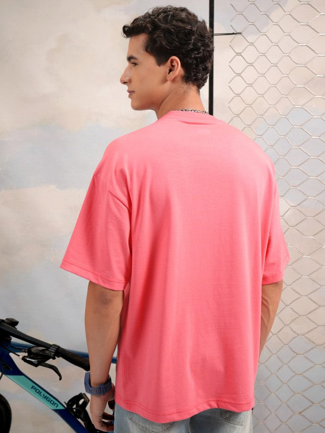Highlander Men Rose Printed Round Neck Oversized Fit T-Shirt - Rose - Image 3