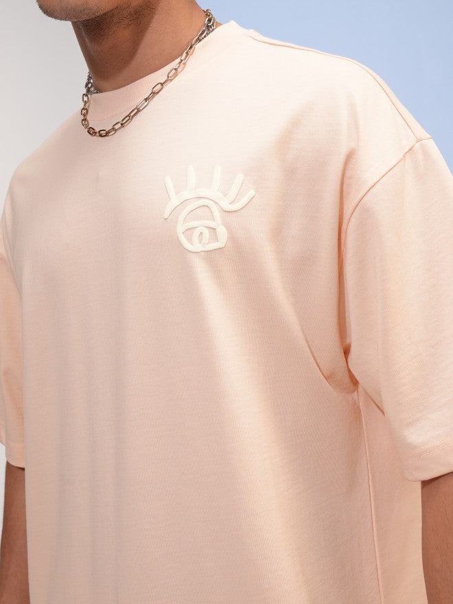 Highlander Men Peach Printed Round Neck Oversized Fit T-Shirt - Peach - Image 5