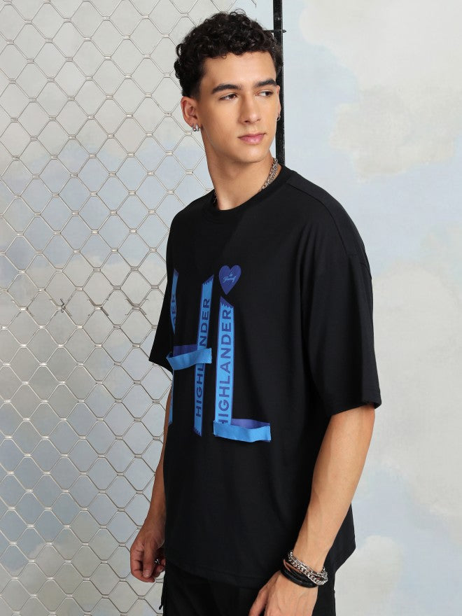 Highlander Men Black Printed Round Neck T-Shirt - Black - Image 4