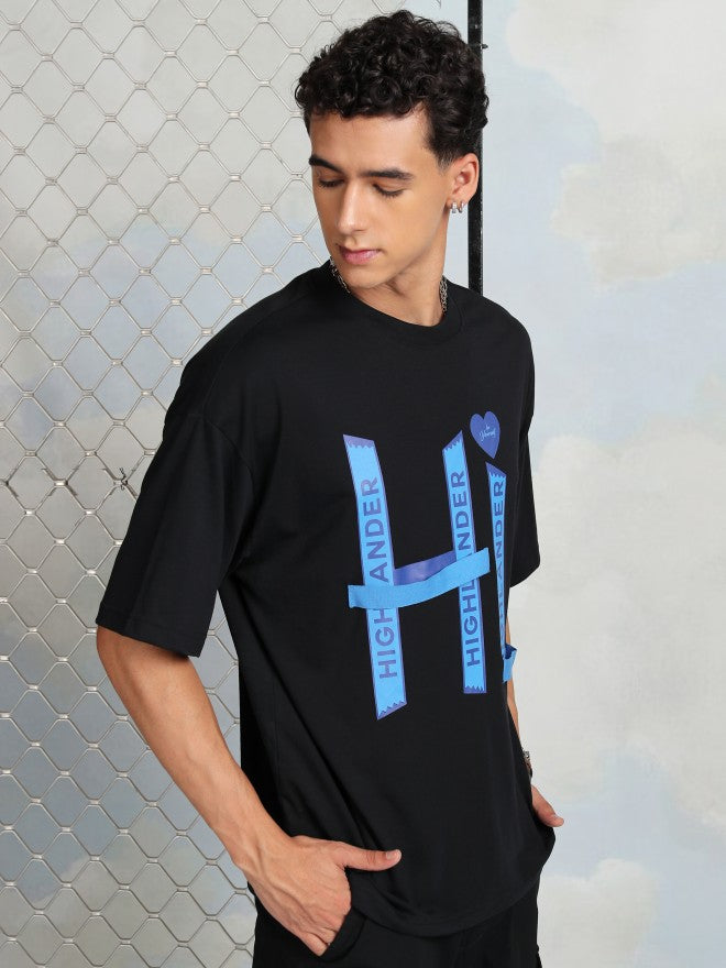 Highlander Men Black Printed Round Neck T-Shirt - Black - Image 6