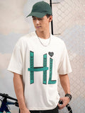 Highlander Men Off White Printed Round Neck Oversized Fit T-Shirt - Off White - Image 1