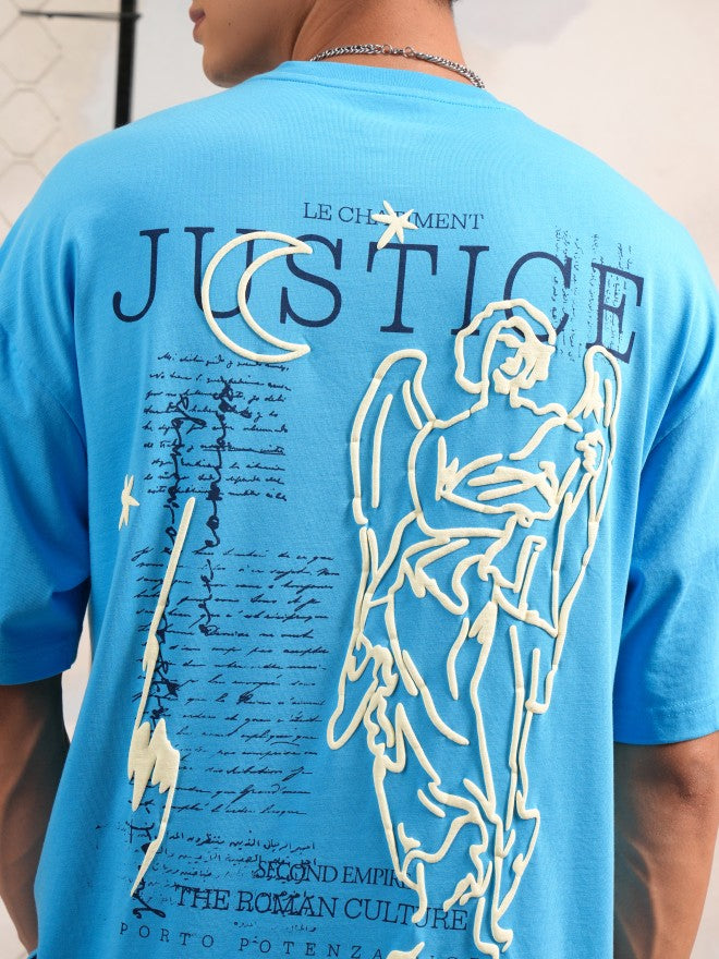 Highlander Men Turquoise Printed Round Neck Oversized Fit T-Shirt - Turquoise - Image 5