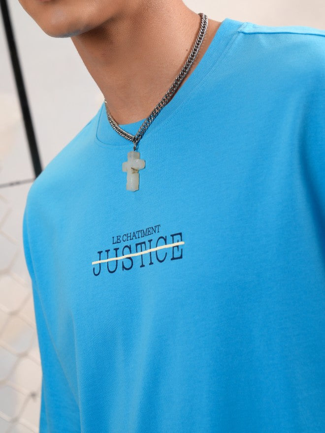 Highlander Men Turquoise Printed Round Neck Oversized Fit T-Shirt - Turquoise - Image 7
