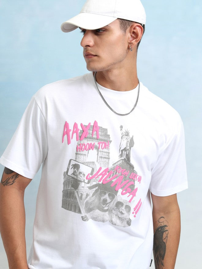 Highlander Men White Printed Relaxed Fit T-Shirt - White - Image 1
