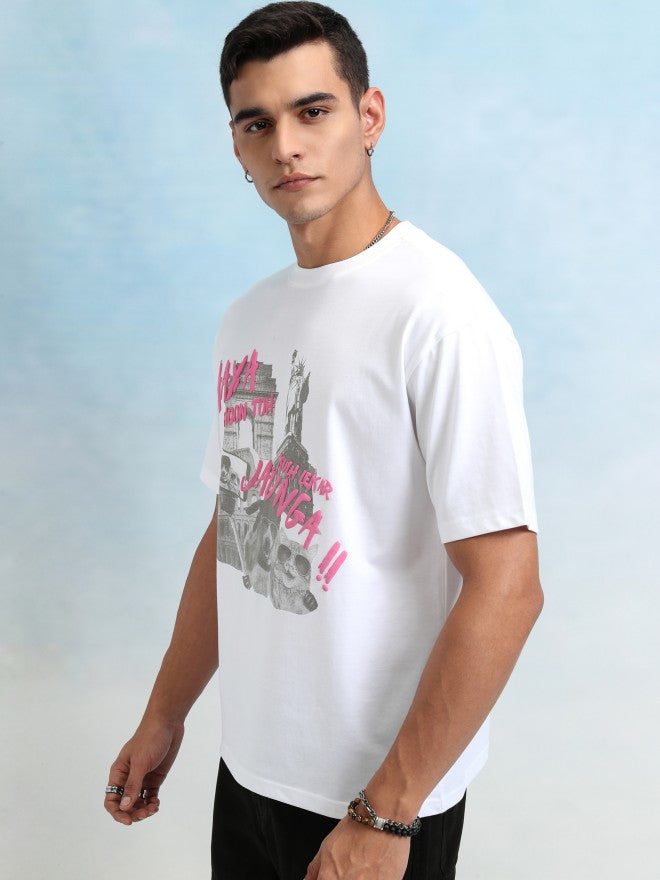 Highlander Men White Printed Relaxed Fit T-Shirt - White - Image 4