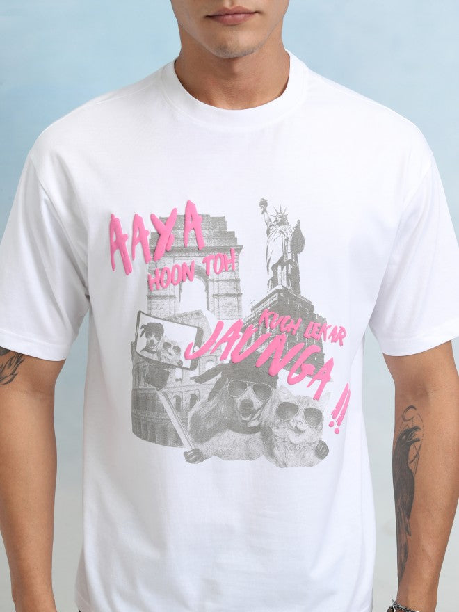 Highlander Men White Printed Relaxed Fit T-Shirt - White - Image 5