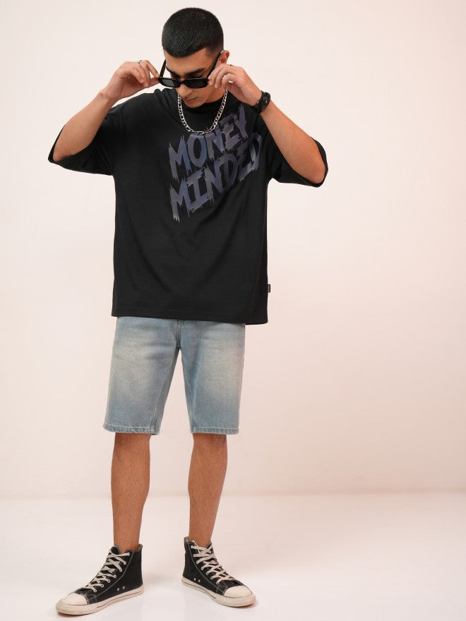 Highlander Men Black Printed Oversized Fit Round Neck T-Shirt - Black - Image 2