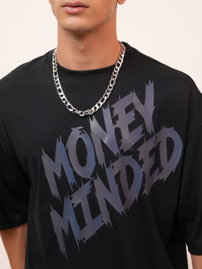 Highlander Men Black Printed Oversized Fit Round Neck T-Shirt - Black - Image 5