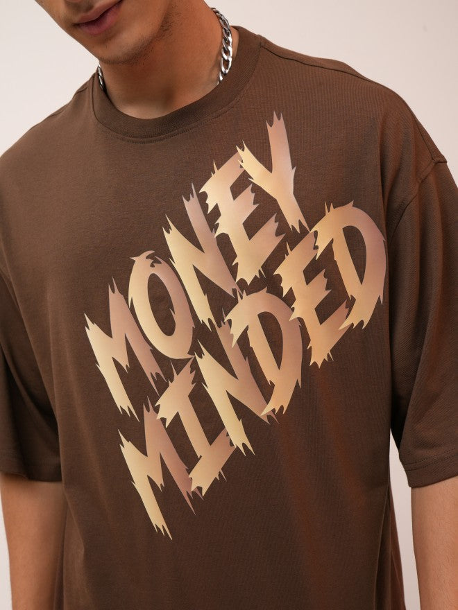 Highlander Men Brown Printed Oversized Fit Round Neck T-Shirt - Brown - Image 5