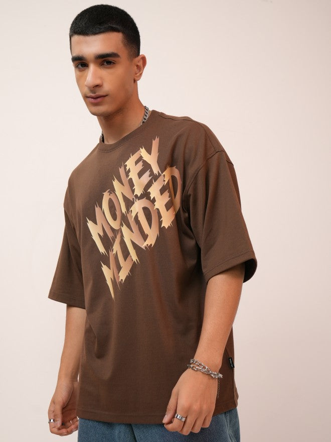 Highlander Men Brown Printed Oversized Fit Round Neck T-Shirt - Brown - Image 7