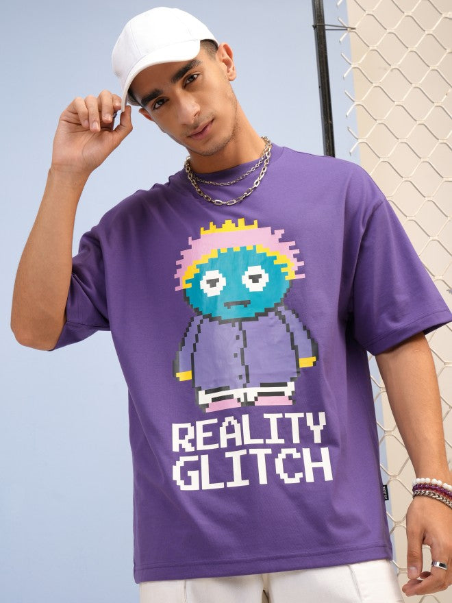 Highlander Men Purple Printed Round Neck T-Shirt - Purple - Image 1