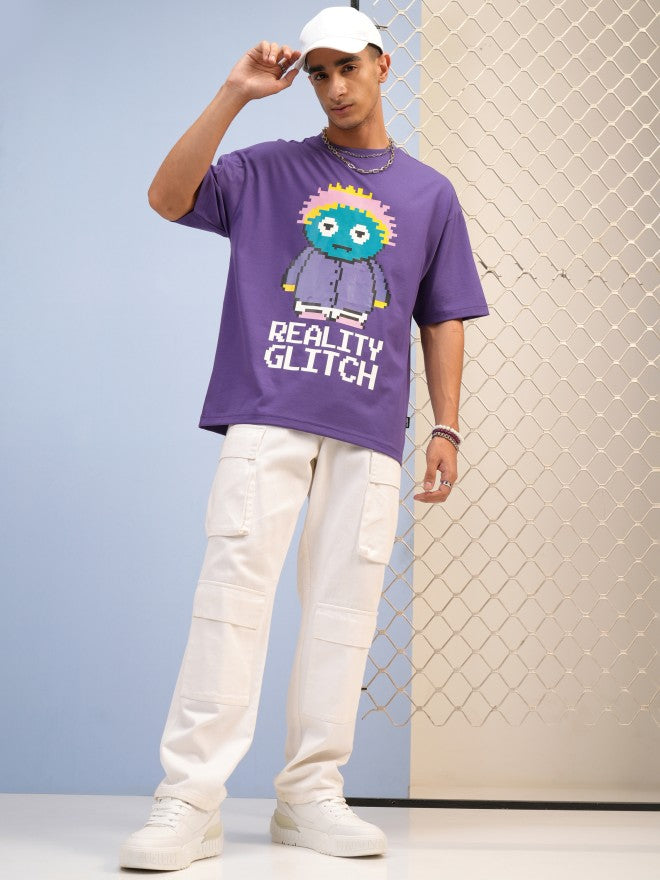 Highlander Men Purple Printed Round Neck T-Shirt - Purple - Image 2