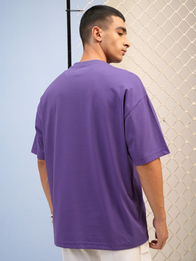 Highlander Men Purple Printed Round Neck T-Shirt - Purple - Image 3
