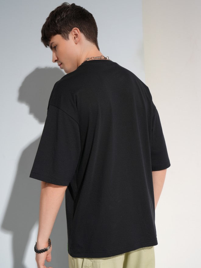 Highlander Men Oversized Fit Black Printed Round Neck T-Shirt - Black - Image 3